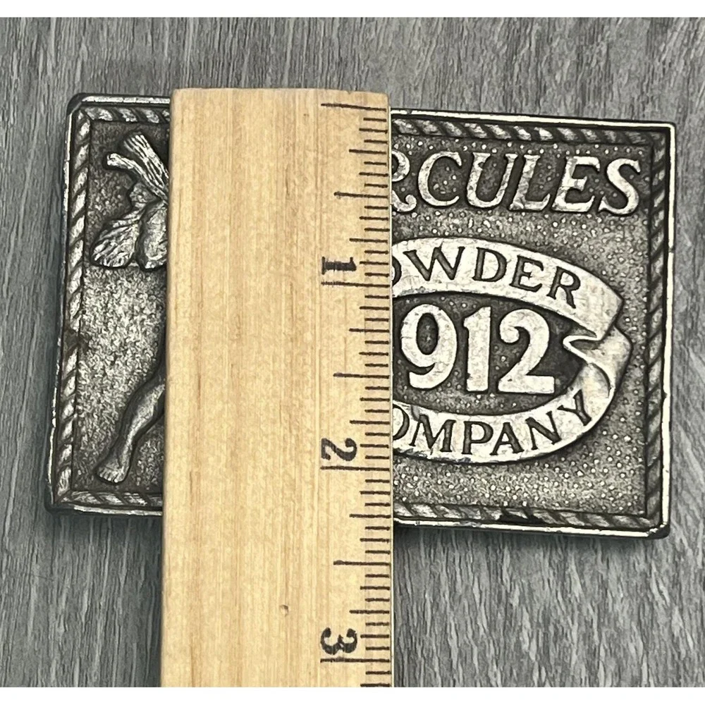 Vintage Hercules Powder Company 1912 Belt Buckle Mens Pewter Made USA 1976